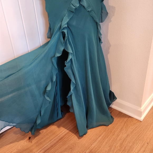 ASOS Petite Teal Ruffle Maxi Dress - Picture 3 of 6